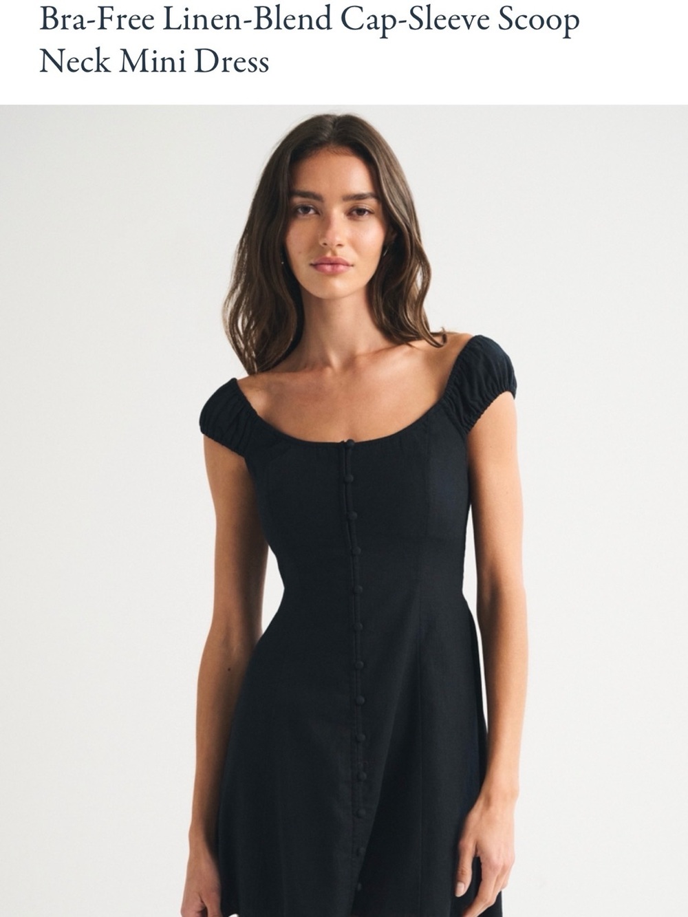 Abercrombie & Fitch Bra Free Black Linen Blend Scoop Neck Mini Dress